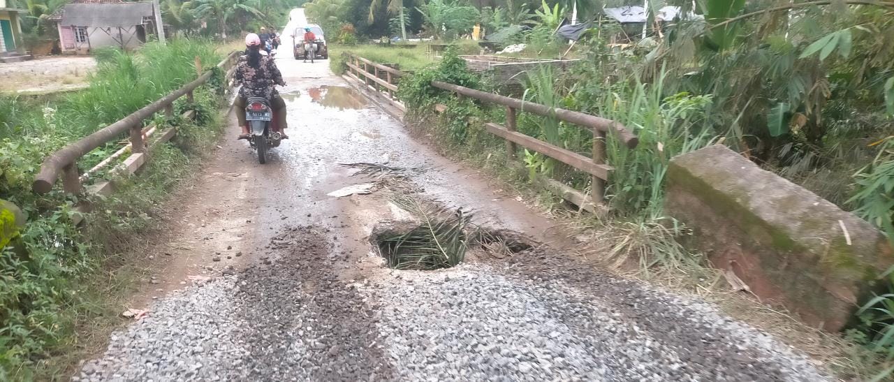 Hati-Hati Bagi Pengguna Jalan, Jembatan Desa Karang Mulya Ambrol