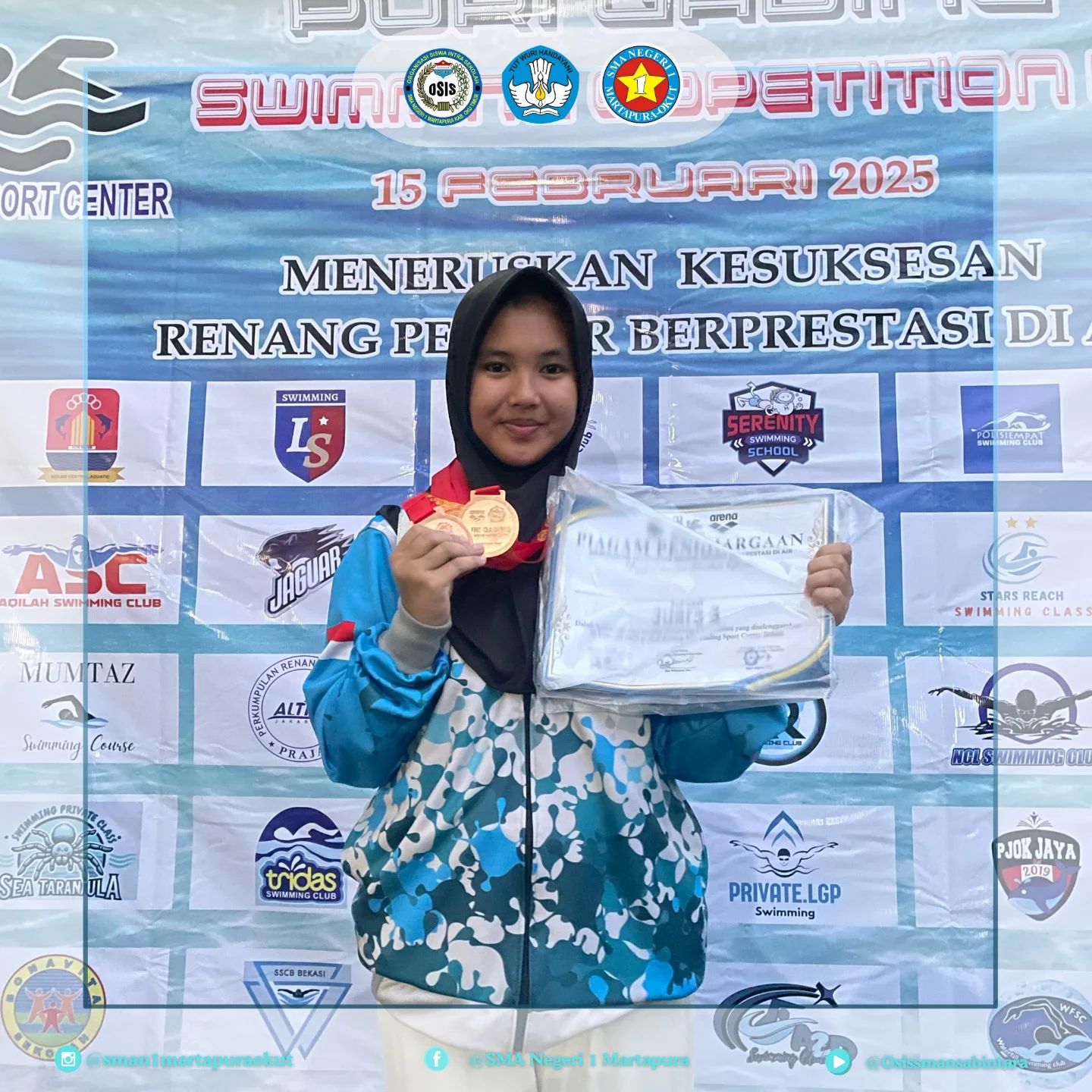 Siswi SMANSA Thia Pramadhini Raih Mendali di Ajang Nasional Cabang Olahraga Renang