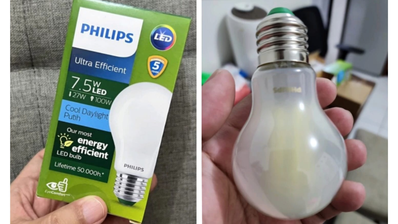 Review Philips Lampu Bohlam LED 7,5 W 65 K, Tahan hingga 50 Tahun