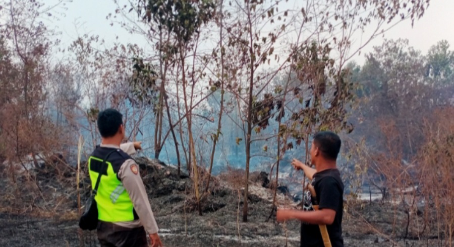 Kebakaran Lahan Gambut PT GNS di OKU Timur, Polsek Cempaka Padamkan 3 Titik Hotspot