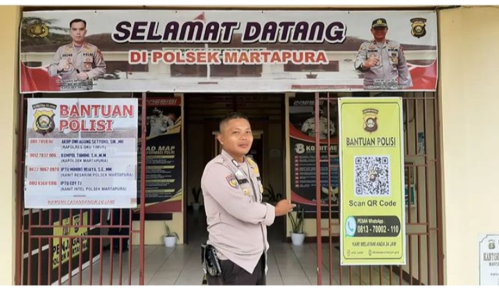 Polsek Martapura Pasang Nomor Bantuan Polisi