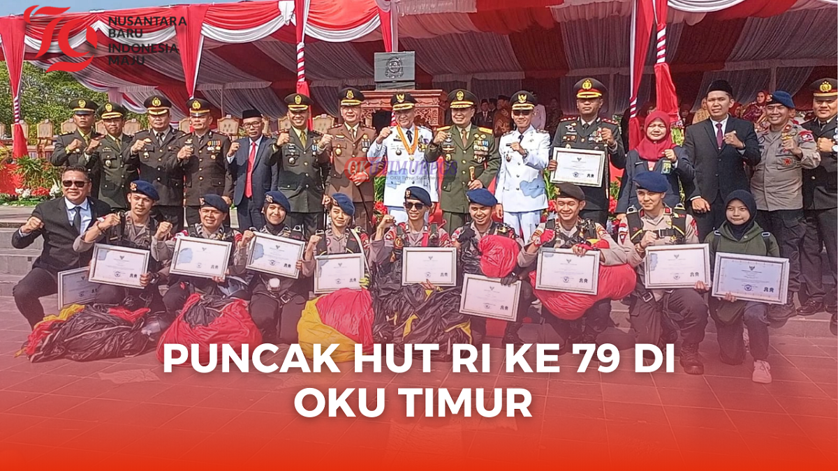 Spektakuler, Atraksi 8 Penerjun dari Korps Brimob Polri Sukses Meriahkan HUT RI ke-79 di OKU Timur 