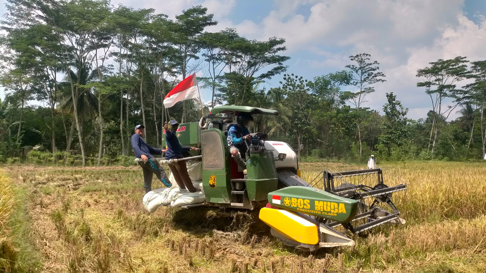 Gunakan Mesin  Canggih Combine, Selain Irit Waktu, Memanen pun Lebih Cepat