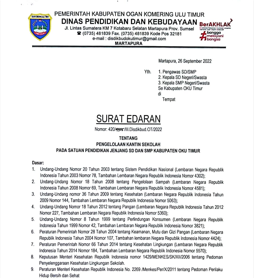 Kasus Keracunan Jangan Terulang, Kantin Sekolah Wajib Miliki Standar Kesehatan, Diknas Terbitkan Surat Edaran 