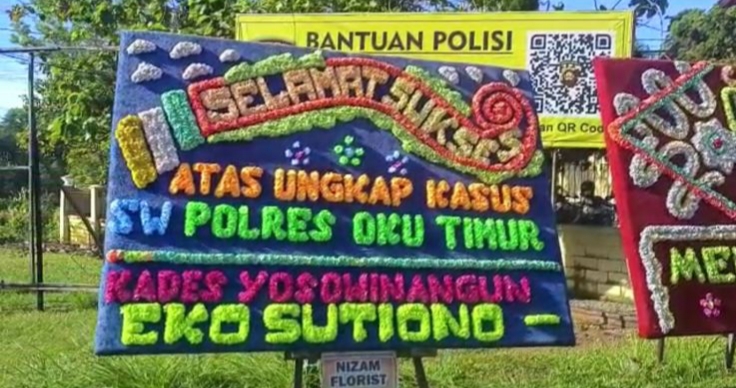 Ungkap Kasus Jambret Viral, Polres OKU Timur Dibanjiri Papan Bunga