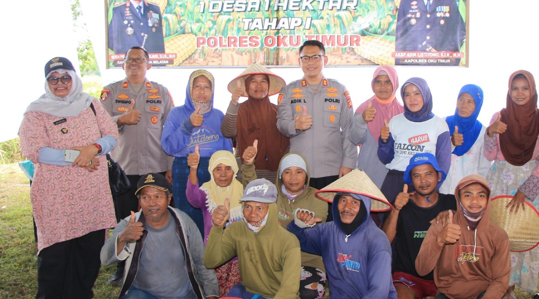 Dukung Ketahanan Pangan Polres OKU Timur Tanam Jagung 1 Desa 1 Hektar