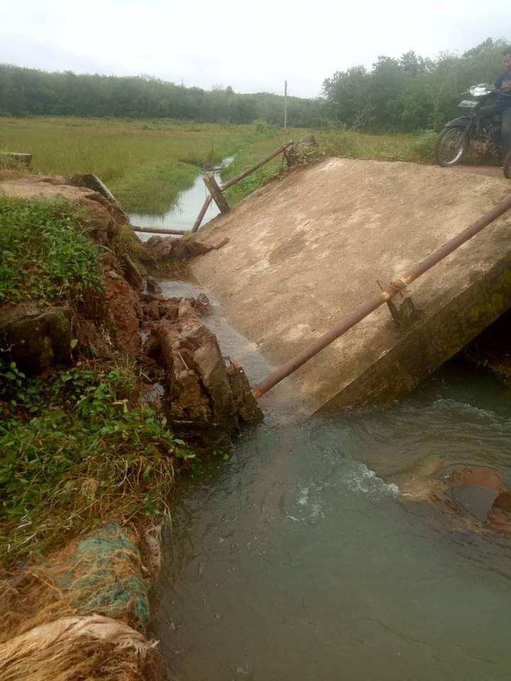 Diterjang Banjir, Jembatan Penghubung Antar Desa di Madang Suku II Ambruk