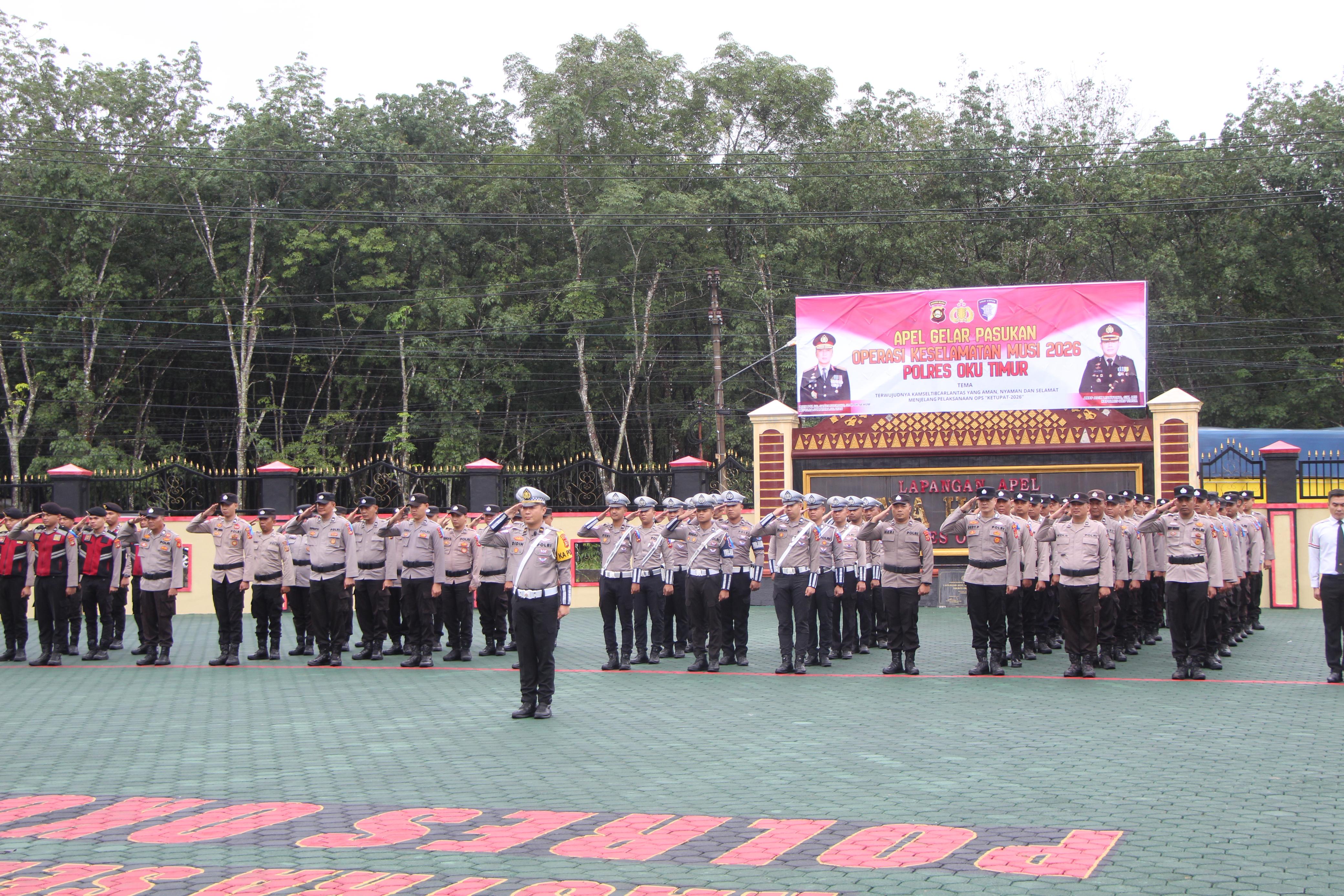 Satlantas Polres OKU Timur Gelar Apel Pasukan Operasi Keselamatan Musi 2026