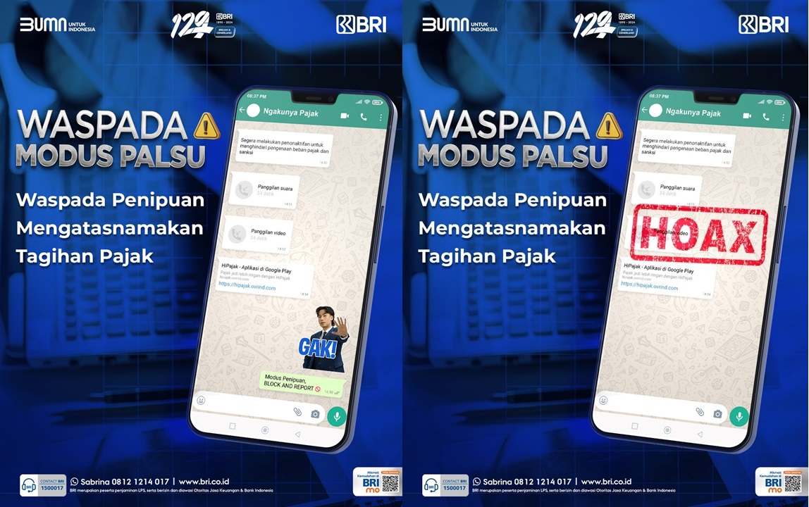 Marak Tagihan Pajak Berekstensi APK, BRI Imbau Masyarakat Tidak Terkecoh Modus Penipuan Perbankan