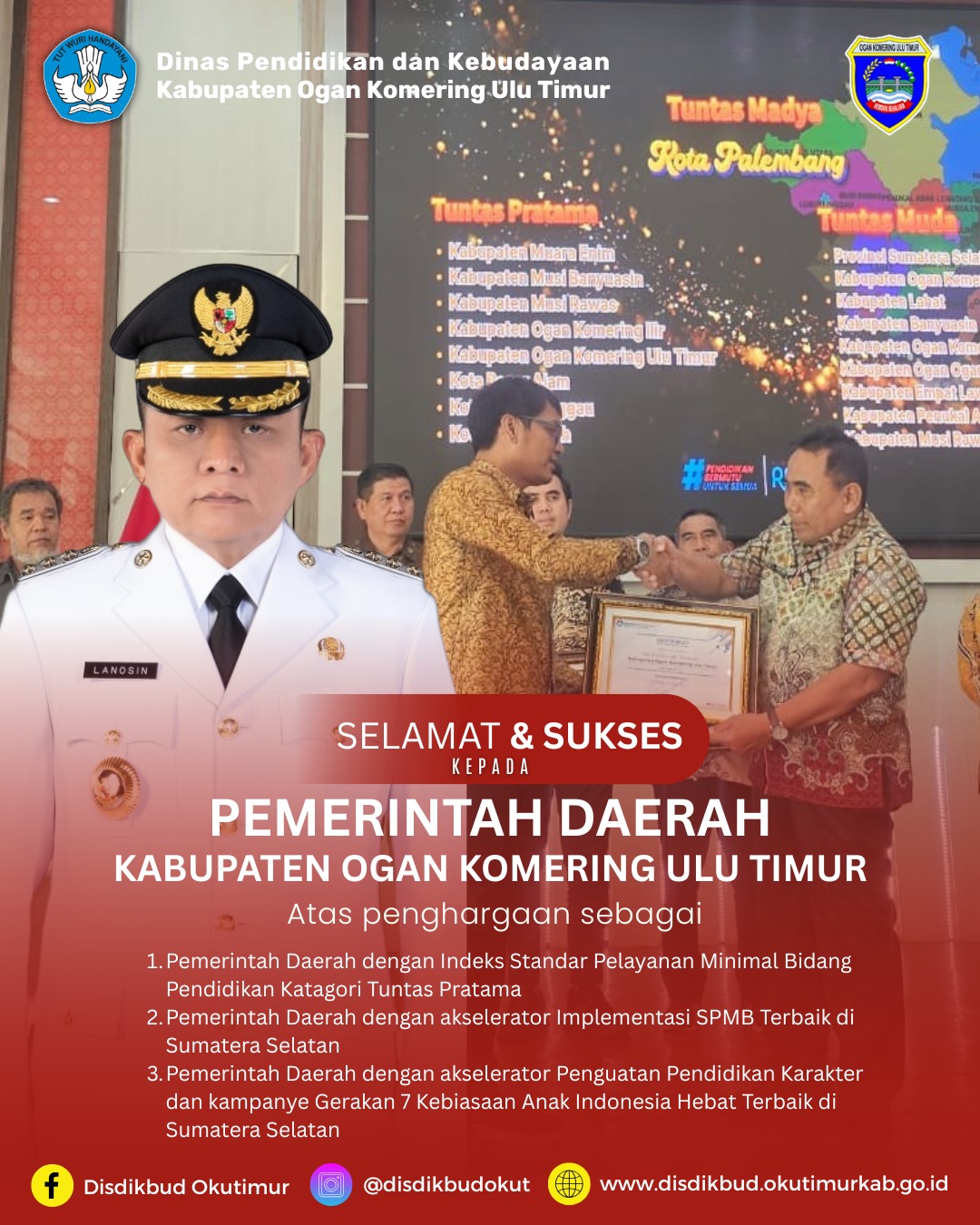 Disdikbud Bawa Pulang 3 Penghargaan dari BPMP Provinsi Sumsel ke OKU Timur 