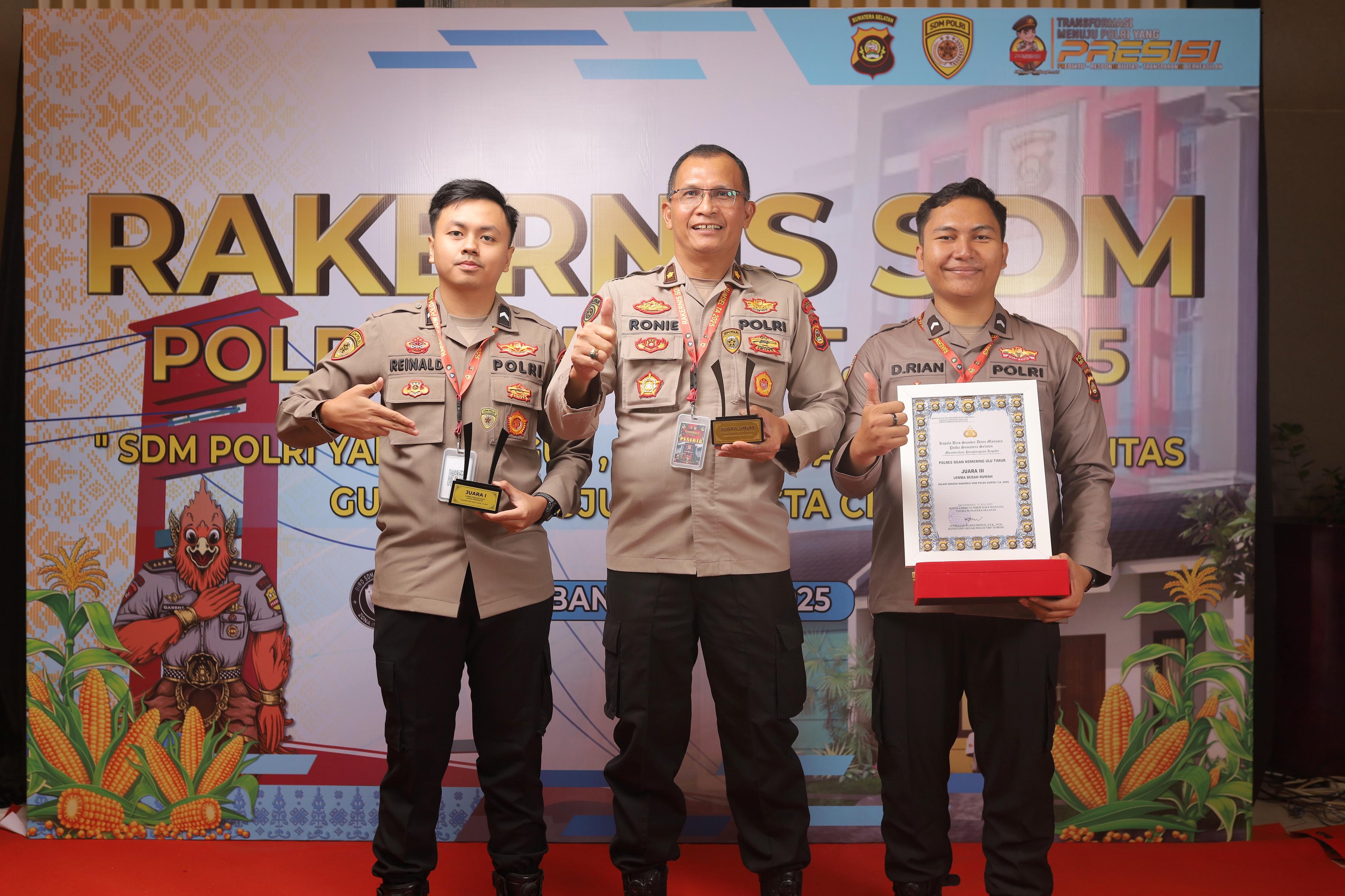 Mantap, Kabag SDM Kompol Jonroni Bawa Pulang Piala Rakernis SDM ke OKU Timur 