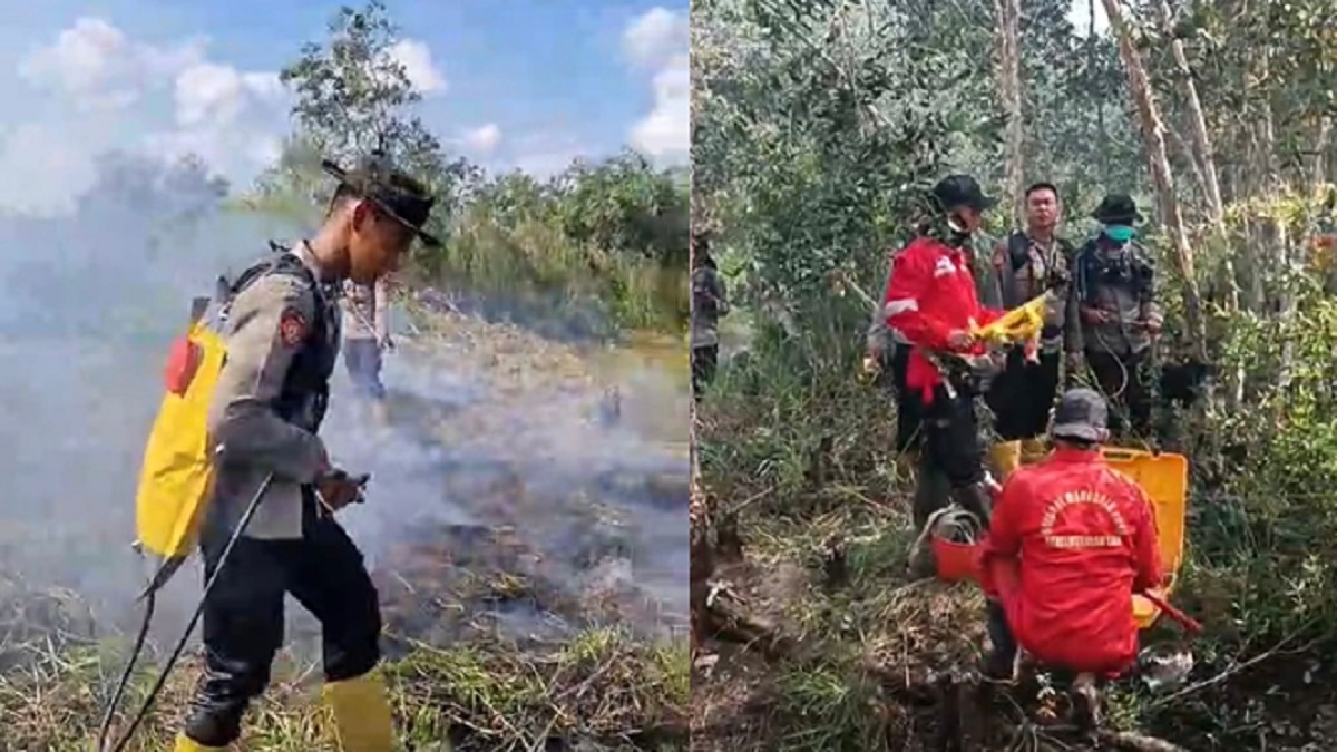 Tim Gabungan Penanggulangan Karhutla Sumsel Terjun Padamkan Api di Indralaya Utara