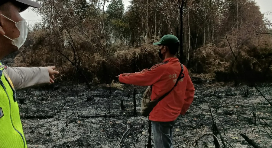 Polsek Cempaka Verifikasi Titik Hotspot di Lahan Gelam OKU Timur, Api Ditemukan Padam