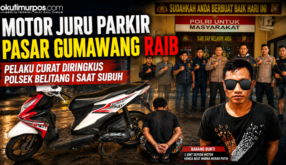Motor Juru Parkir Pasar Gumawang Raib, Pelaku Curat Diringkus Polsek Belitang I saat Subuh