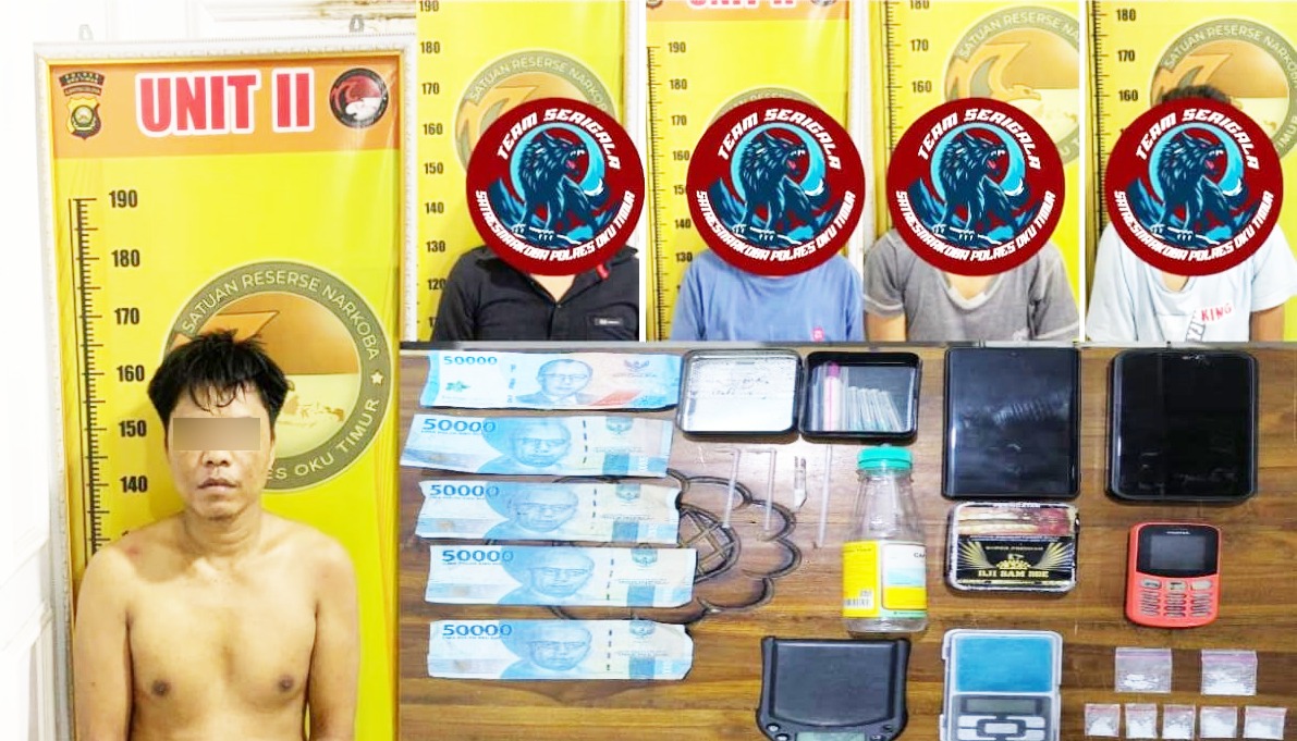 Polisi Gerebek Pesta Sabu di OKU Timur, Bandar dan 4 Pemakai Ditangkap