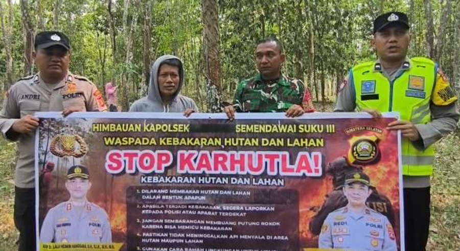 Ancaman Karhutla, Polsek Semendawai Suku III dan TNI Edukasi Warga Margodadi OKU Timur