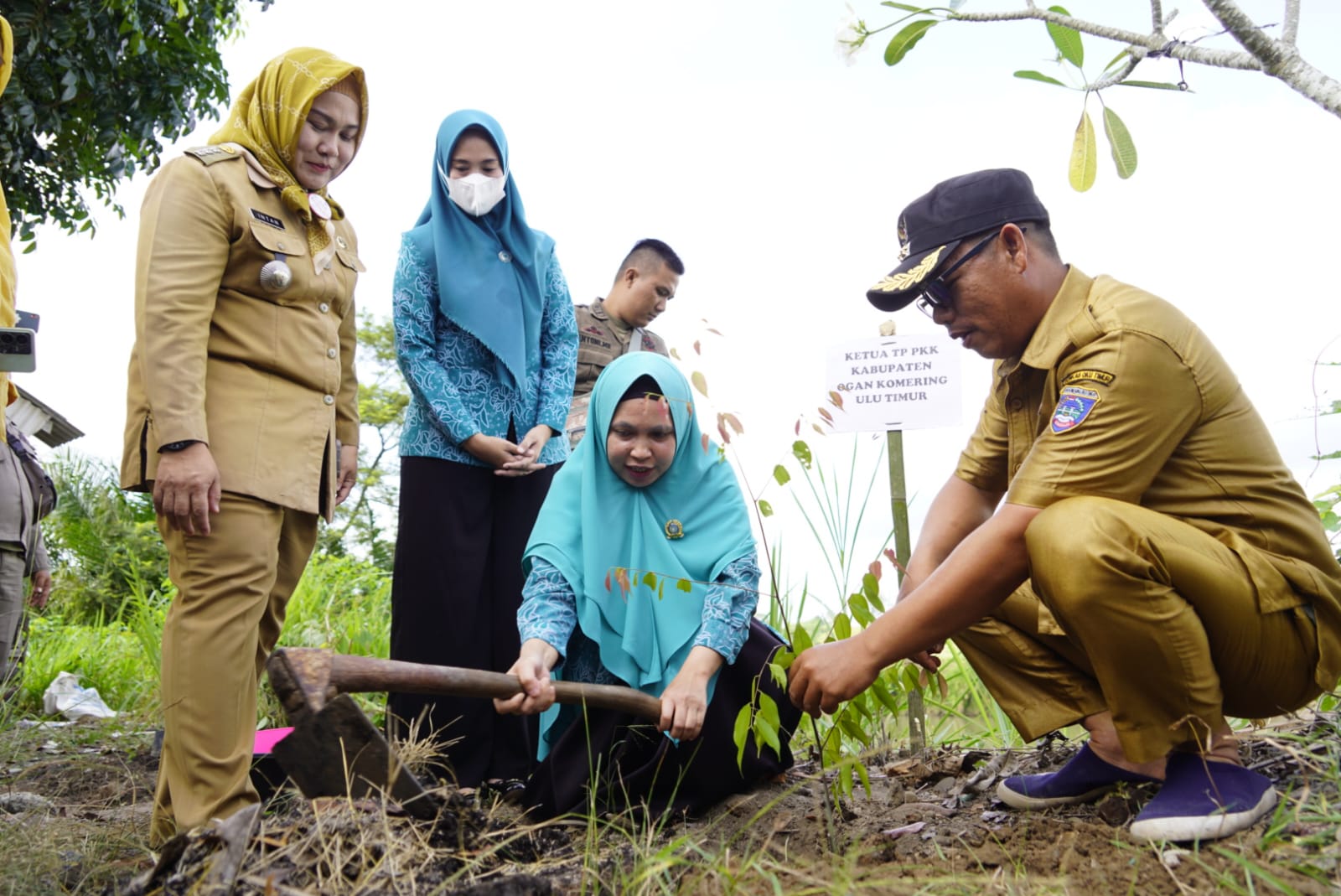 TP PKK Bersama Camat Bunga Mayang Kompak Tanam Pohon di Pesisir Sungai Komering