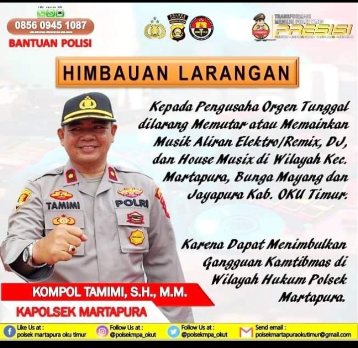 Kapolsek Martapura Himbau Larangan Musik Remik