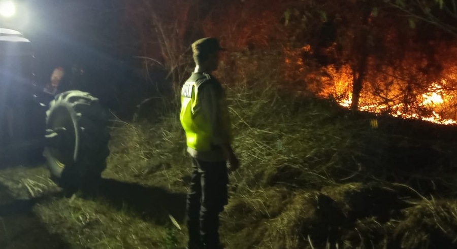 Api Kebun Tebu Meluas ke Lahan Karet Warga di Semendawai Timur OKU Timur