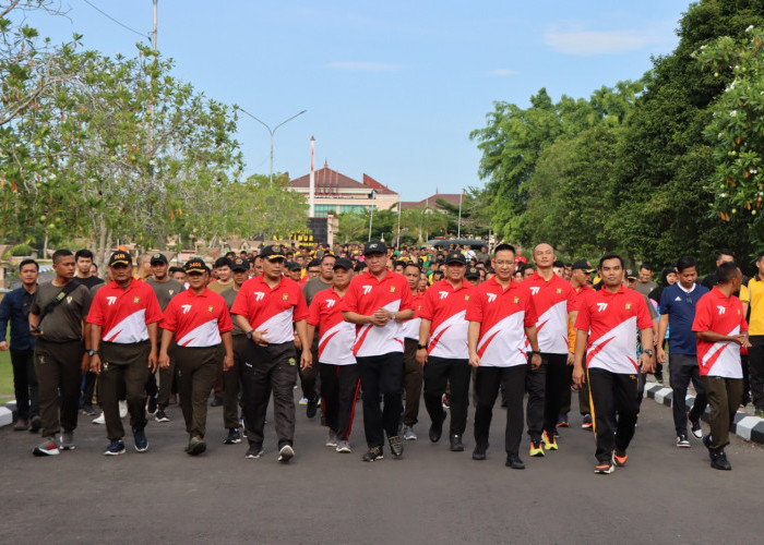 Polres OKU Timur Gelar Olahraga Hingga Jalan Sehat Bersama