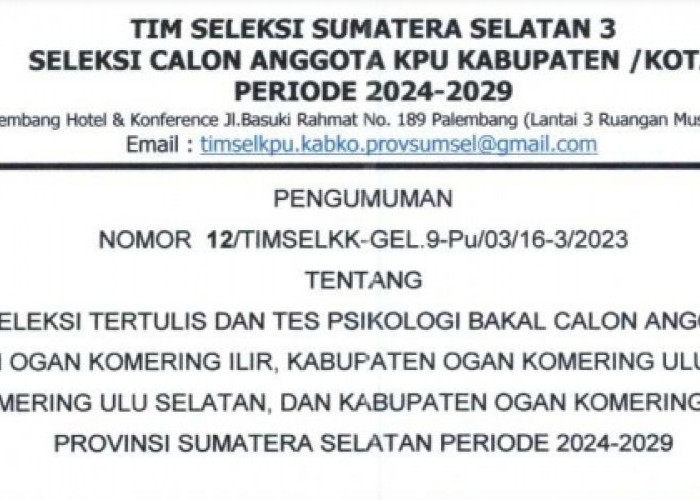 Ini Nama-nama yang Lulus Tes Tertulis dan Psikologi KPU OKU Priode 2024-2029, Mulai Rabu Tes Kesehatan