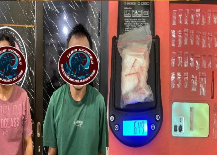 Unit 1 Satresnarkoba Polres OKUT Gerebek Rumah di Tri Marta Jaya, Dua Pemuja Sabu Diringkus 