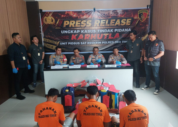 Nekat Bakar Lahan, 3 Warga Desa Sukomulyo Ditangkap Unit Pidsus Satreskrim Polres OKUT