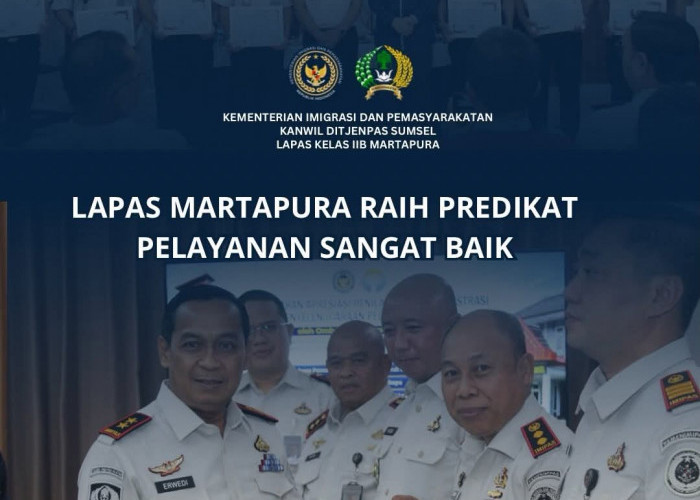 Lapas Martapura Raih Penghargaan Pelayanan Publik Sangat Baik dari Menteri IMIPAS