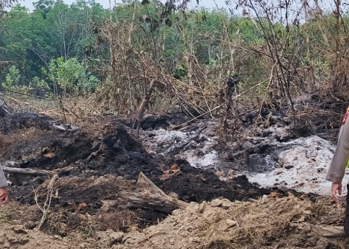 Tanggap Karhutla, Polsek Cempaka Cek Titik Panas di Lahan Semak Belukar OKU Timur