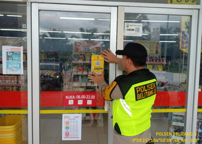 Polsek Belitang II Pasang Bantuan Polisi di Alfamart 