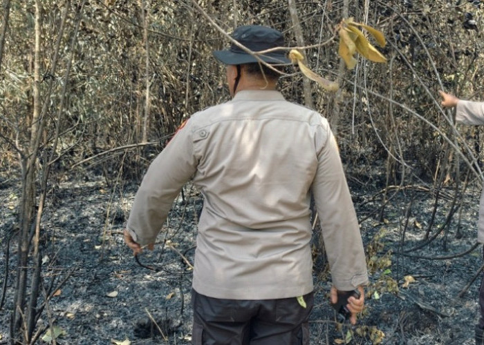 Deteksi Titik Hotspot BRIN, Polsek Madang Suku I Temukan Lahan Gambut Seluas 1Ha Terbakar