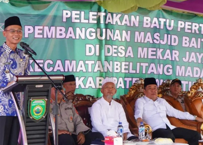 Peletakan Batu Pertama Masjid Baitul Huda Desa Mekar Jaya Belitang Madang Raya