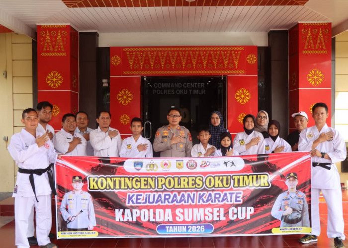 Kapolda Cup 2026: Kapolres OKU Timur Lepas Kontingen Karate dan Pencak Silat, Tekankan Sportivitas