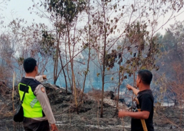Kebakaran Lahan Gambut PT GNS di OKU Timur, Polsek Cempaka Padamkan 3 Titik Hotspot