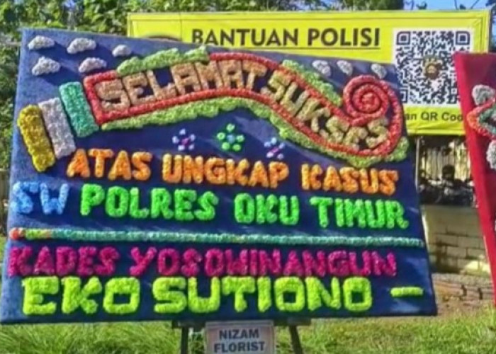 Ungkap Kasus Jambret Viral, Polres OKU Timur Dibanjiri Papan Bunga