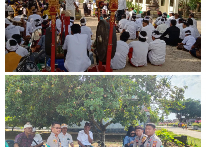 Anggota Polsek Semendawai Suku III Amankan Kegiatan Festival Ogoh-ogoh di Semendawai Timur