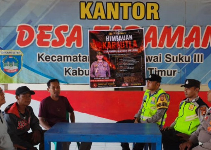 Tekan Risiko Karhutla, Polsek Semendawai Suku III Pasang Banner dan Sosialisasi ke Warga Taraman