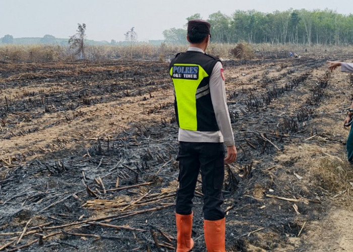 Pengecekan Hotspot di Desa Suka Jaya, Polsek Belitang II Temukan 1 Hektare Lahan Tebu Terbakar