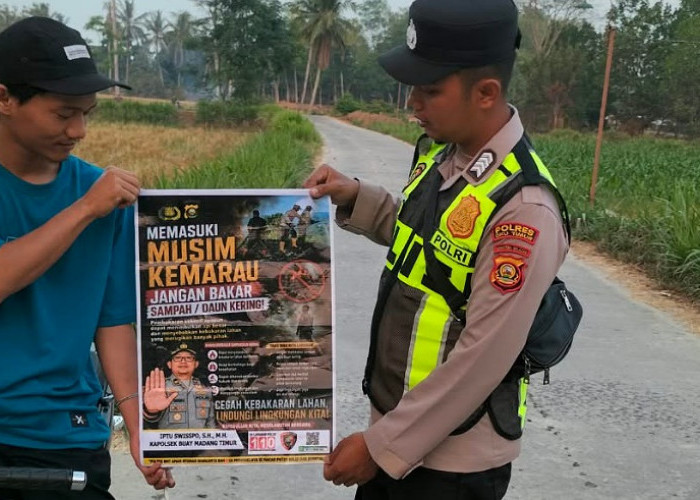 Gelar 10 Giat Mitigasi Karhutla, Polsek Buay Madang Timur OKU Timur Sebar Maklumat di Dua Desa