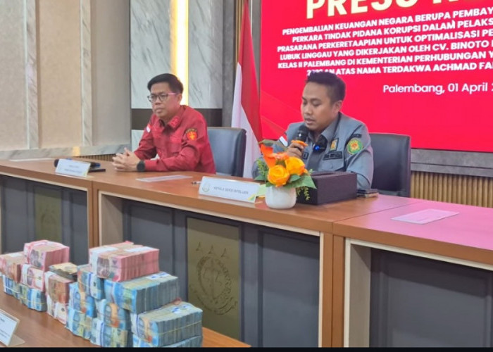 ​Kejari Palembang Setor Rp1,07 Miliar ke Kas Negara dari Kasus Korupsi Prasarana Kereta Api