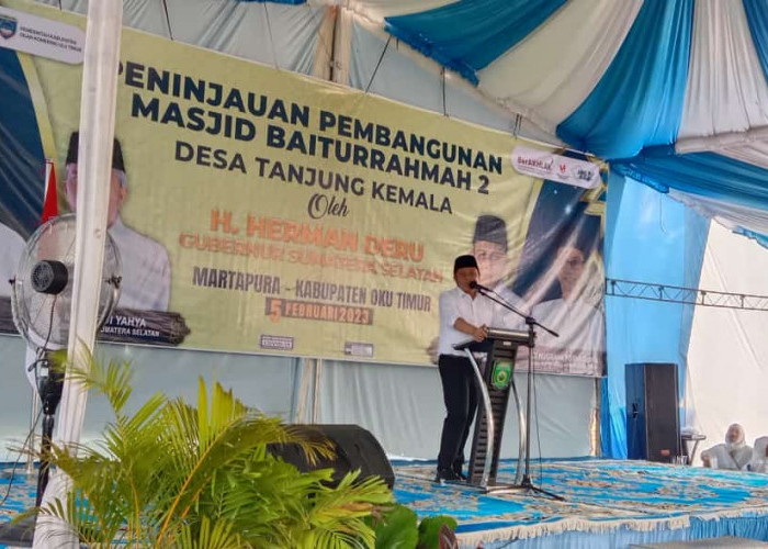 Herman Deru Sapa Warga Tanjung Kemala Martapura, Bantu 1000 Sak Semen Pembangunan Masjid Baiturrahmah 2
