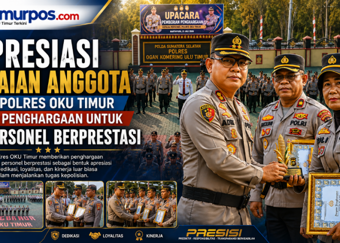 Apresiasi Capaian Anggota, Kapolres OKU Timur Beri Penghargaan untuk 55 Personel Berprestasi