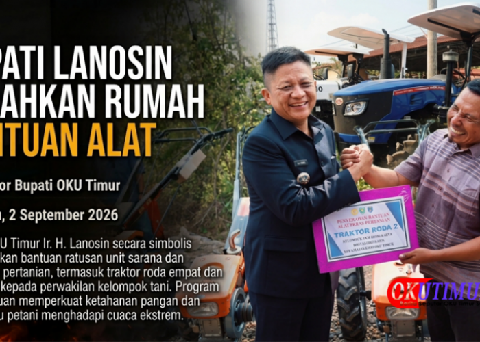 Dinas Pertanian OKU Timur Salurkan Ratusan Alsintan untuk Kelompok Tani