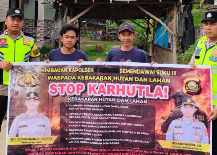 Edukasi Warga Desa Taraman Jaya, Polsek Semendawai Suku III OKU Timur Imbau Cegah Karhutla