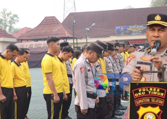 Pimpin Apel Pagi, Kabag Ops Polres OKU Timur Tekankan Kedisiplinan Personel
