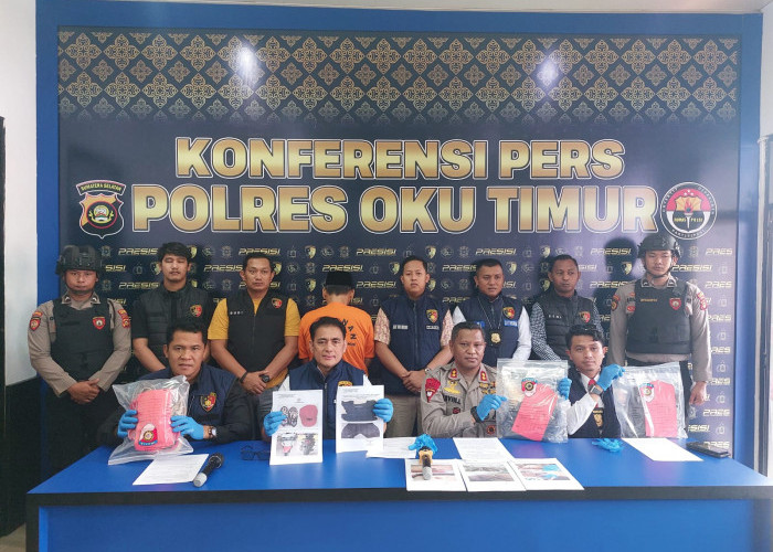 Kades Sidodadi Dihadirkan di Ruang Press Realese Polres OKU Timur, ini Kata Kapolres AKBP Kevin