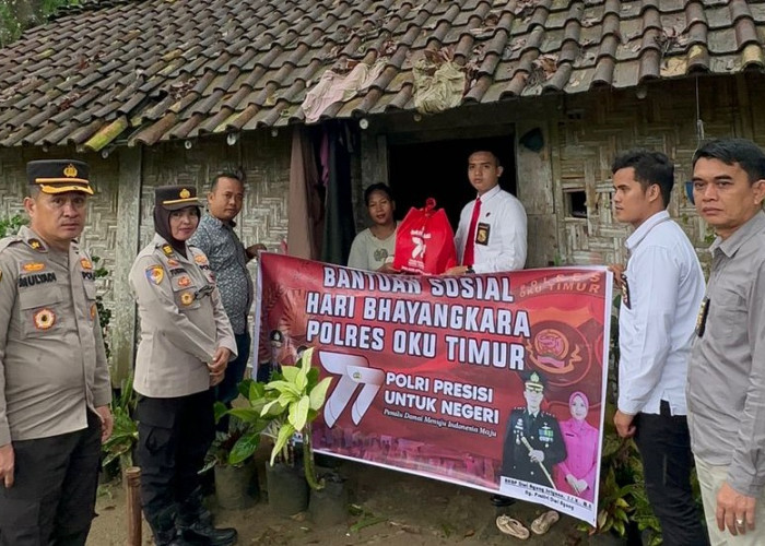 Sambut Hari Bhayangkara, Satreskrim Polres OKU Timur Bakti Sosial Polri Presisi Untuk Negeri