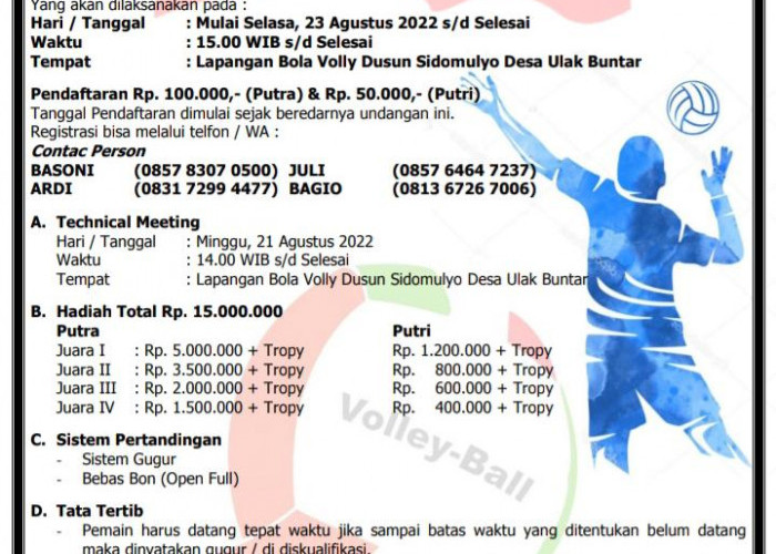 Desa Ulak Buntar Gelar Turnamen Bola Voli 