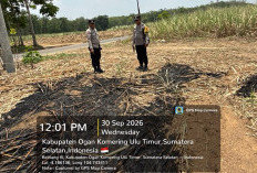 Terdeteksi Satelit, Polsek Belitang III OKU Timur Cek Titik Panas Pembakaran Sampah di Kebun Karet